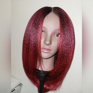 Red velvet lace front wig